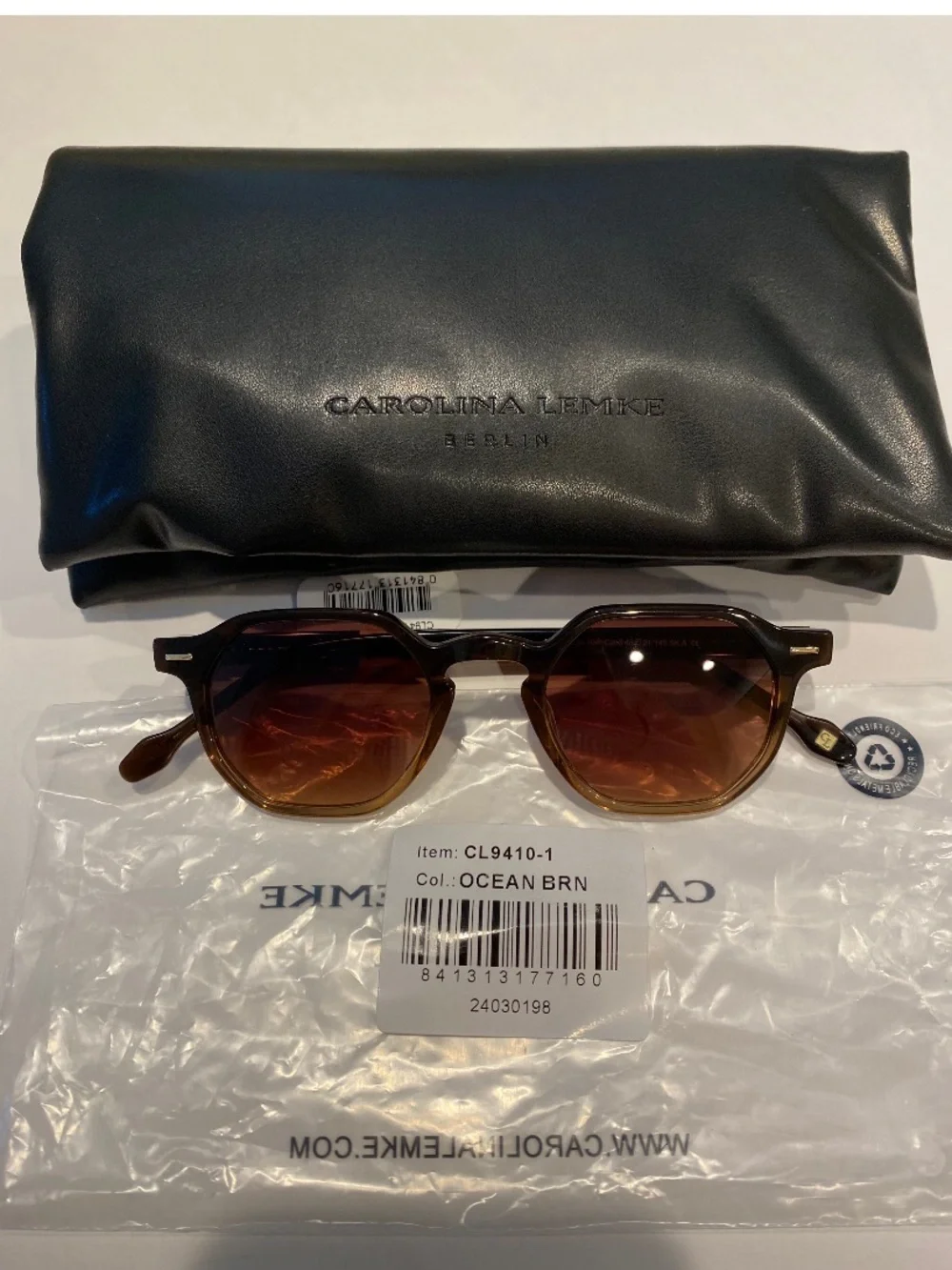 NEW Carolina Lemke Kyson Ocean Brown Acetate Sunglasses CL9410